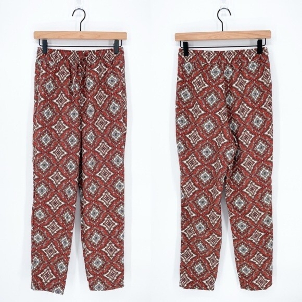 Women's Patterned Pants - Brown and White